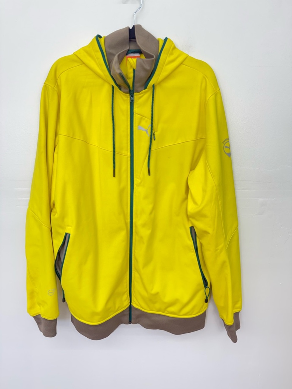 Puma Men's Yellow Golf Hooded Zip Windbreaker Jacket
